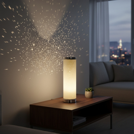 LED настолна лампа със „звезден ефект“, топла светлина за уют и спокойствие
