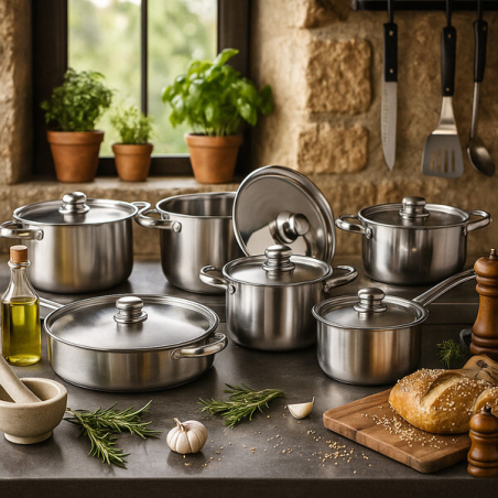 Професионален комплект тенджери Zeiplteir – 12 части от неръждаема стомана за кухня