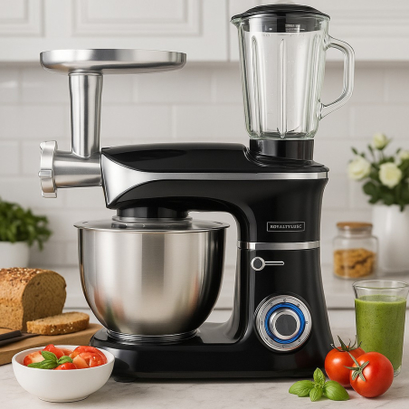 Кухненски робот 3 в 1 Royalty Line RL-PKM1900.7BG с 1900W мощност, 6.5L купа и 1.5L блендер за разнообразно готвене