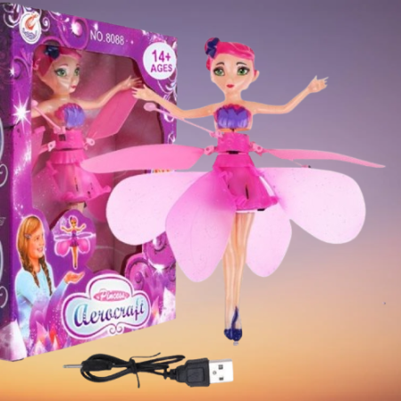 Магическа летяща приказна фея Ella с LED светлини – детска кукла Princess Aircraft