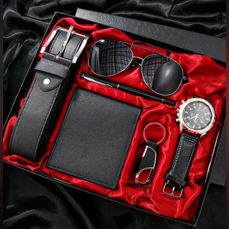 Подарък бизнес комплект 6 в 1 – луксозен фирмен мъжки комплект
