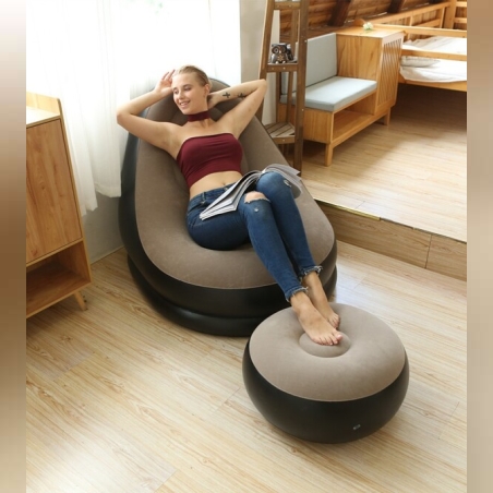 Преносимо надуваемо кресло и табуретка за комфорт и лесен транспорт