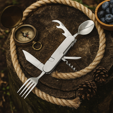 Мултифункционално ножче 6 в 1 – нож, отвертка, ножица и други инструменти за открито