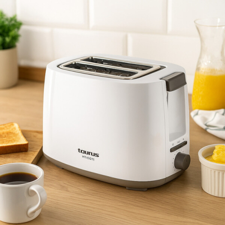 Тостер Taurus Mytoast II с 750W мощност, 2 дълги и широки гнезда, 7 нива на запичане и функции за размразяване, подгряване и спиране
