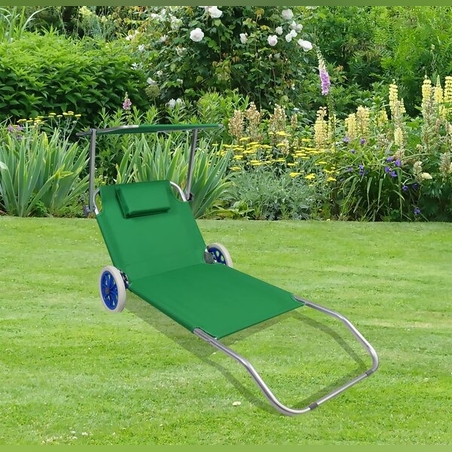 Сгъваем шезлонг с колела Muhler, 147x52xH24 cm