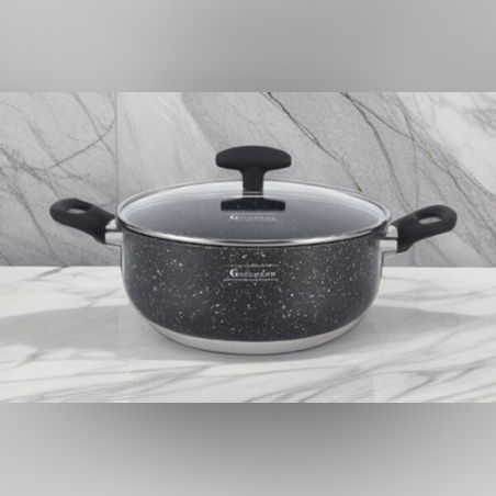 Тенджера Goldmann с мраморно незалепващо покритие и стъклен капак