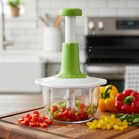 Ръчен кухненски чопър Cheffinger 900 мл с три остриета от неръждаема стомана за бързо и лесно рязане