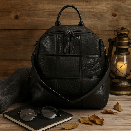 Многофункционална дамска раница-чанта черен