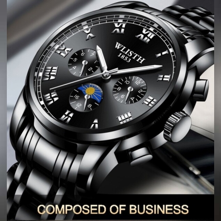 Изискан мъжки бизнес часовник 41 мм с метален корпус, сребърно покритие, кварцов механизъм