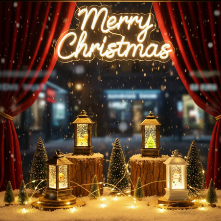 LED коледен фенер с падащ сняг, създаващ топла и уютна празнична атмосфера във всеки дом