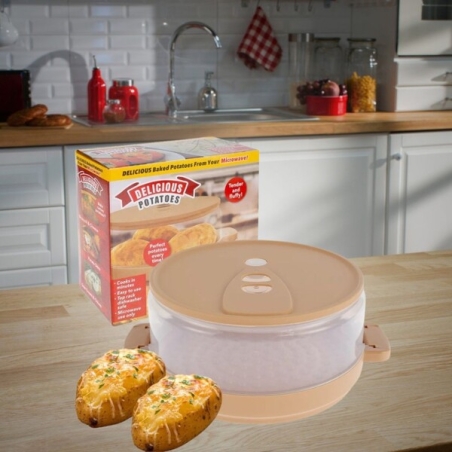 Функционален уред за приготвяне на вкусни картофи и други храни в микровълнова печка