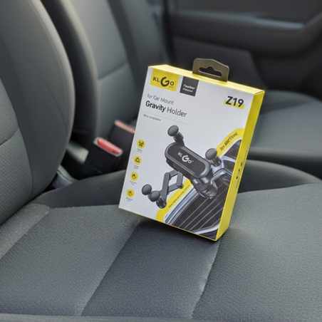 Гравитационна стойка за телефон за кола KLGO Z19 с 360° въртене – монтаж на климатична решетка