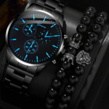 Кварцов часовник и 2бр. гривни - син