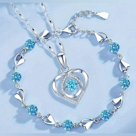 Комплект колие и гривна - Океанско сърце