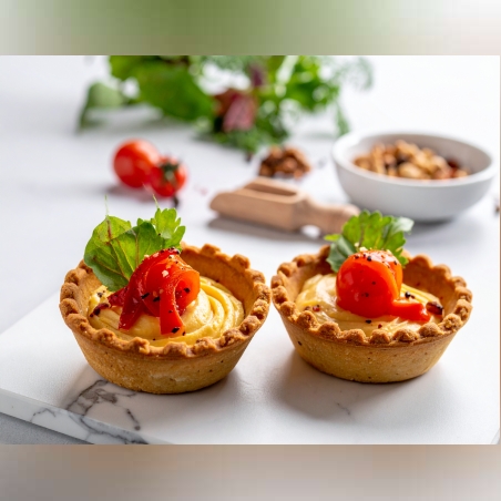 МИНИ ТАРТ С КРЕМ ОТ ЧЕРВЕНИ ЧУШКИ, ОРЕХИ И ФИЛЕ 