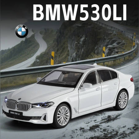 Метална кола с отварящи се врати, капаци, светлини и звуци BMW 5 Series 530LI 1:18