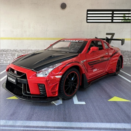 Метална кола с отварящи се врати, светлини и звуци Nissan GT-R Nismo 1:24
