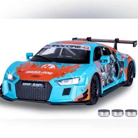 Метална кола с отварящи се врати и капаци светлини и звуци MSZ AUDI R8 LMS 1:24