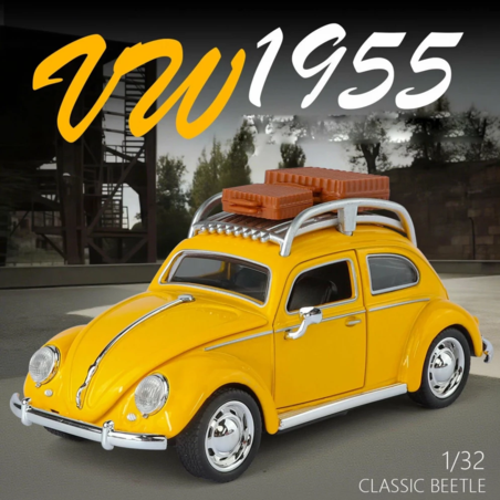 Метална кола с отварящи се врати капаци светлини и звуци Volkswagen Beetle 1:32