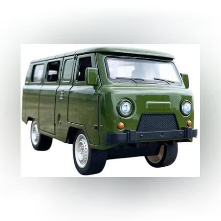 Метална кола с отварящи се врати капаци светлини и звуци UAZ 452 1:18