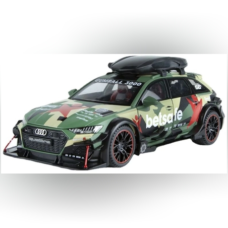 Метална кола с отварящи се врати капаци светлини и звуци Audi RS6 Sport Камуфлажна 1:24