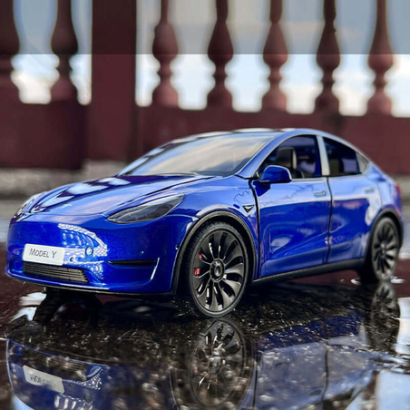 Метална кола с отварящи се врати светлини и звуци Tesla Model Y - 1:24