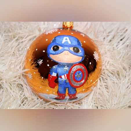 Стъклена коледна играчка - Капитан Америка