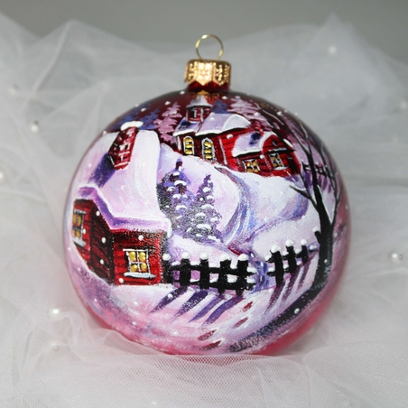 Стъклена коледна играчка - Зимен Пейзаж - Copy 10