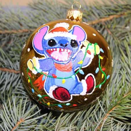 Стъклена коледна играчка - Стич