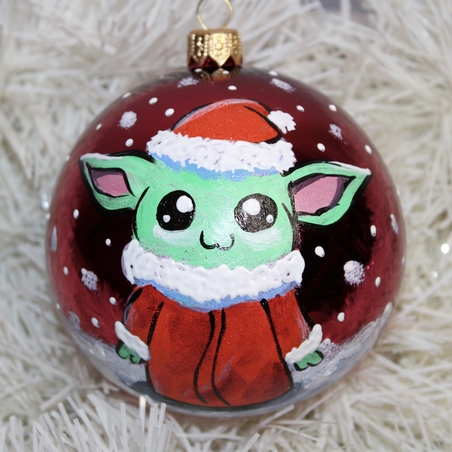 Стъклена коледна играчка - baby Grogu