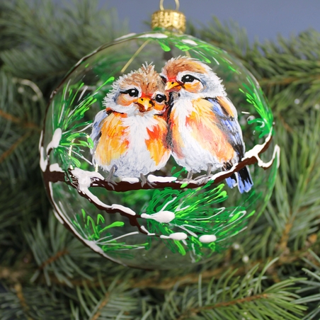 Стъклена коледна играчка - Птици