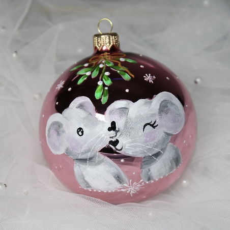 Стъклена коледна играчка Мишлета