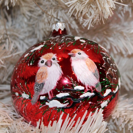Стъклена коледна играчка - Птици