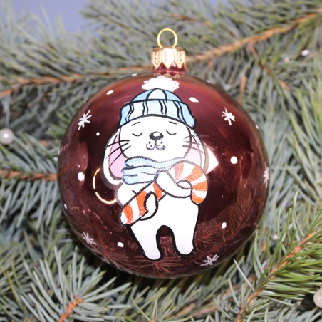 Стъклена коледна играчка - Зайче