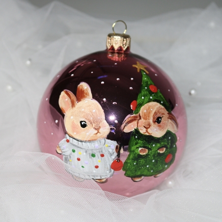 Стъклена играчка - Зайчета