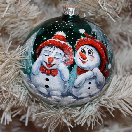 Стъклена играчка - Снежни човеци