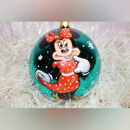 Стъклена коледна играчка - Мини Маус