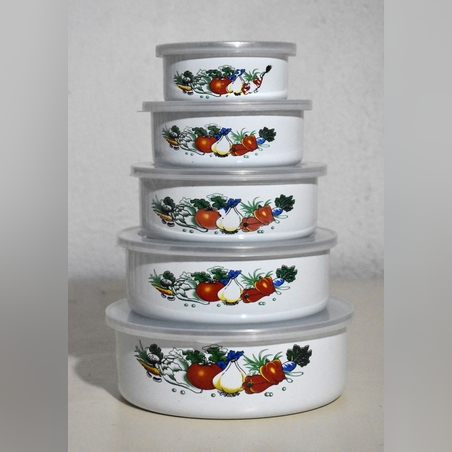 Емайлирани купи за съхранение 5 бр.