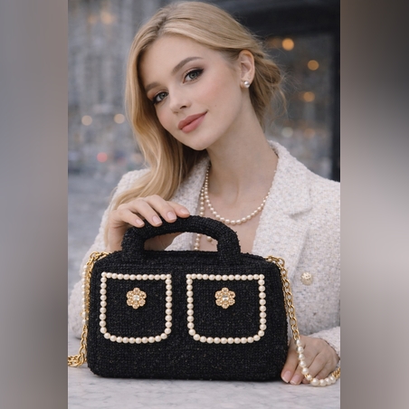 Lady Bouclé Pearl Noir & Blanc 01