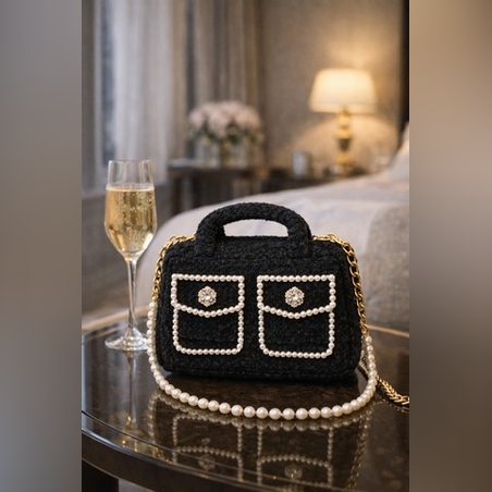 ЧАНТА Lady Bouclé Pearl Noir & Blanc 02