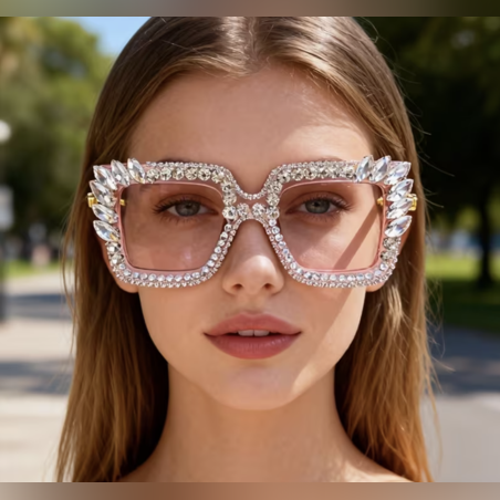Large Square Encrusted Glasses