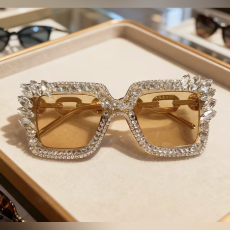Large Square Encrusted Glasses,