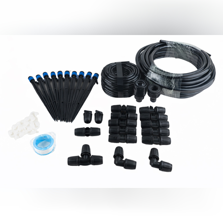 Set irigare gradina cu aspersoare si furtun PVC 20 metri, 10 aspersoare, negru