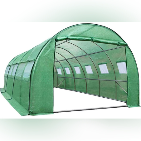 Sera de gradina, tip tunel cu cadru metalic, 400x800cm, verde, 32mp