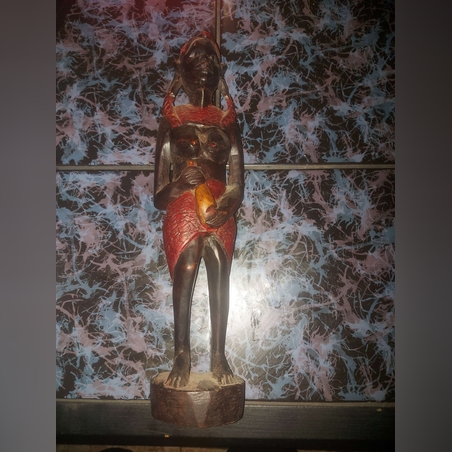 Statueta africana sculptata manual din abanos