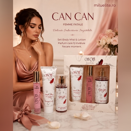 Set Cadou Premium Can Can Femme Fatale – Parfum, Loțiune de Corp și Body Mist (3 piese)