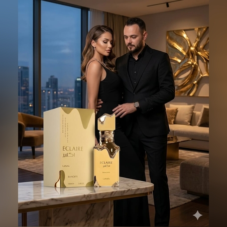 Parfum Unisex Lattafa Eclaire Banoffi – Eau de Parfum, 100ml Seducție Gurmandă și Eleganță Absolută. Esența Dualității Perfecte.