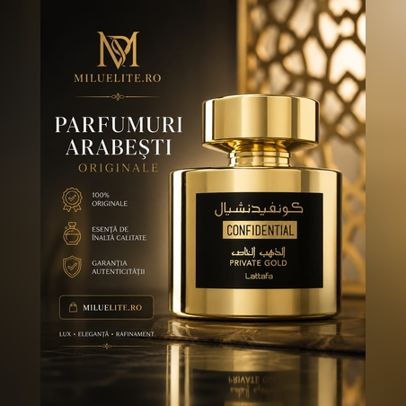 Lattafa Confidential Private Gold EDP 100 ml – Parfum Arabesc Original | Persistent & Elegant