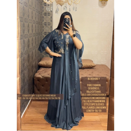 EXQUISITE CAPE SLEEVES DESIGNER WEAR