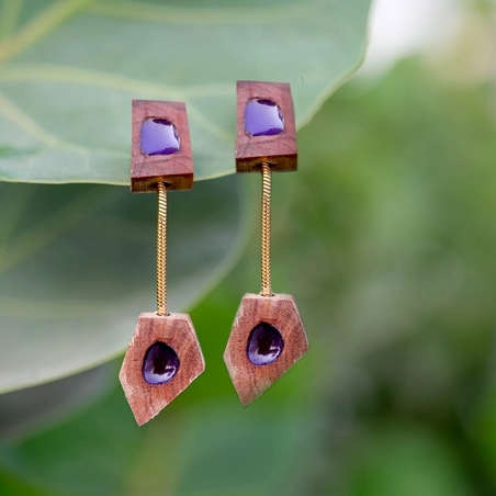 Thurayya Sandalwood Drop Earrings